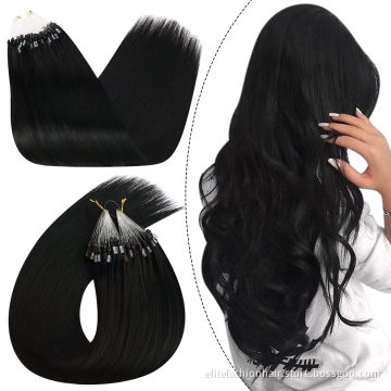 Wholesale No any split ends double drawn virgin russian remy human loop hair extension micro ring hair extension micro loop hair